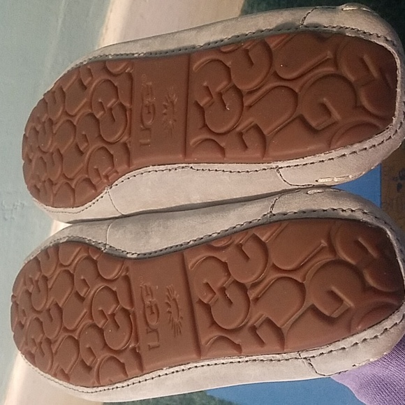UGG Ansley Gray Suede Indoor Outdoor Moccasin Slippers Wool Lined Size 9 - Picture 4 of 7